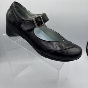 Wolky Womens Mary Jane EU39 US8 Black Leather Mid Heel Comfort Walking